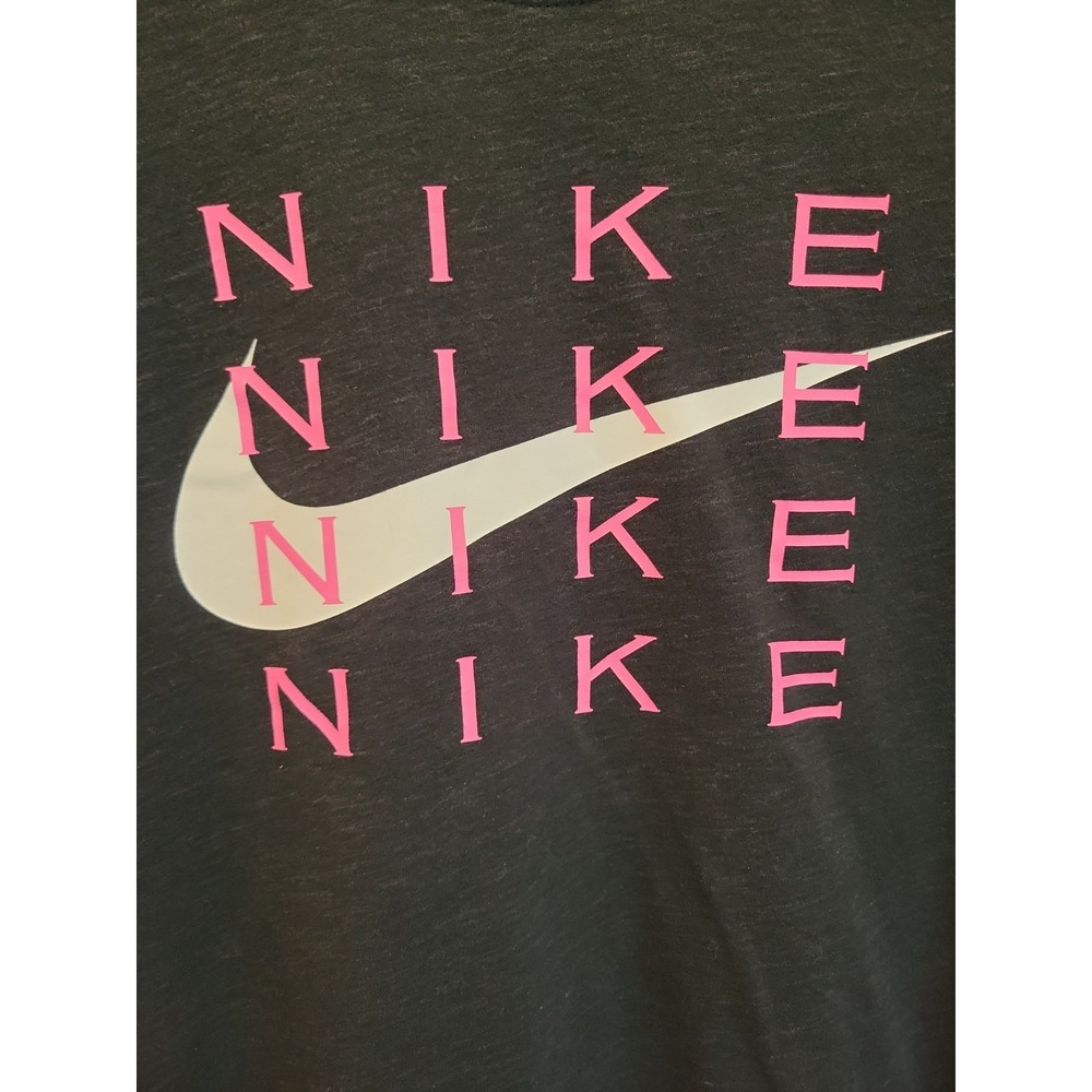 NIKE Size Large Black & Pink Swoosh  T-Shirt DRI-FIT